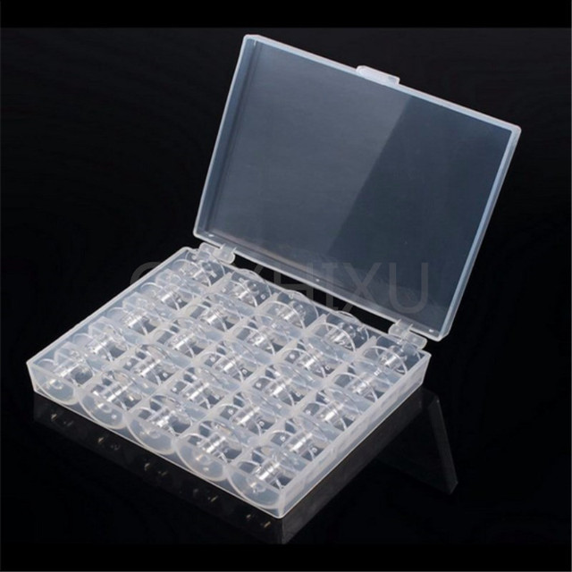 25Pcs Empty Bobbins Sewing Machine Spools Clear Plastic with Case Storage  Box for Brother Janome Singer Elna 5BB5310 - AliExpress